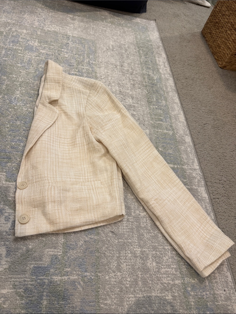 Beige Tweed Textured Women’s Blazer - Tailored Lightweight Jacket